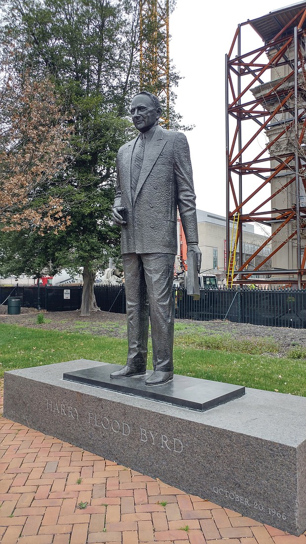 Harry F. Byrd Sr., the late Virginia governor, U.S. senator and the architect of the state’s Massive Resistance to racial desegregation of public schools, is remembered with a statue on the grounds of the State Capitol.