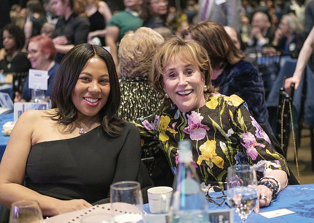 Sheila Bynum-Coleman of Chesterfield County joins Valerie Biden Owens, sister of former Vice President Joe Biden, at the Blue Commonwealth Gala where Ms. Owens stumped for her brother.