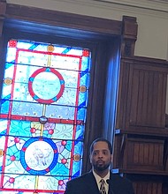 Ninth Ward Alderman Anthony Beale spoke during the 5th celebration of Pullman as a national monument. Photo Credit: Tia Carol Jones