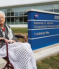 Katherine G. Johnson, whose pioneering 33-year career with NASA impacted the space program from the first manned space flight in 1961 to the early years of the Space Shuttle program in the 1980s, receives high praise and recognition as the NASA Langley Research Center in Hampton names the computational research facility in her honor in September 2017.