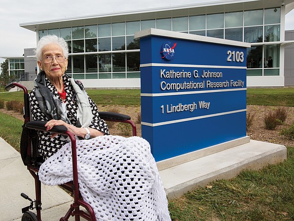 Katherine G. Johnson, the mathematical genius whose calculations took her from a behind-the-scenes job in a segregated NASA as portrayed ...