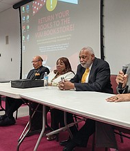 Members of the Richmond 34, from left, Raymond B. Randolph Jr., Elizabeth Johnson Rice, Wendell T. Foster and Dr. Leroy M. Bray Jr., talk about their protest 60 years ago to desegregate the lunch counter and restaurant at the former Thalhimers department store in Downtown. The panel discussion, moderated by Dr. Kimberly Matthews, left, was held last Friday at Virginia Union University.