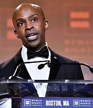 Human Rights Campaign President Alphonso David speaks during the 37th Annual HRC New England dinner in November 2019. The annual HRC dinner brings hundreds of LGBTQ advocates and allies together for an evening of celebration across greater New England.