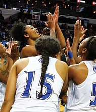 After three years knocking on the door of a CIAA championship, Fayetteville State’s Lady Broncos finally win and celebrate after beating Bowie State 61-53 last Saturday.