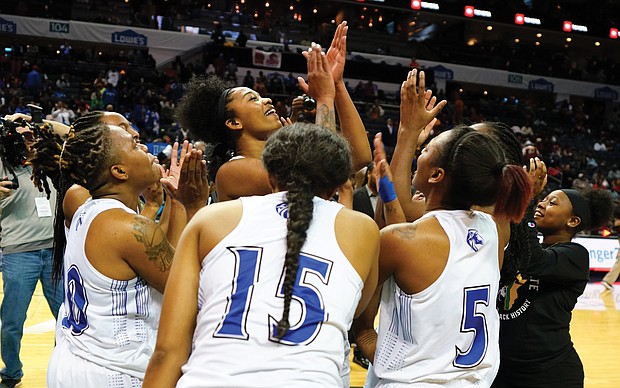 After three years knocking on the door of a CIAA championship, Fayetteville State’s Lady Broncos finally win and celebrate after beating Bowie State 61-53 last Saturday.