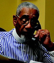 Congressman Bobby Rush, along with Dr. Terry Mason, of the Cook County Department of Public Health and Dr. Brian Monahan, acting physician of the US Congress, hosted a telephone town hall to answer constituents’ questions about the coronavirus. Photo courtesy of Congressman Bobby Rush