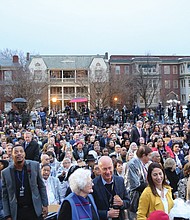 Before:
Hundreds of people gather on the grounds of the Virginia Museum of Fine Arts for the unveiling of artist Kehinde Wiley’s equestrian statue, “Rumors of War,” on Dec. 10, 2019.