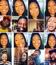 (left to right) Shanoy Thompson (Spoken Word), David E. Johnson (Singer), Olivia Mae (Comedienne), Brittany Anderson (Singer), Shamika Chantae (Singer), DeAna Fai (Singer), Mir Mizack (Rapper), and Lamarr Lyons (Singer)