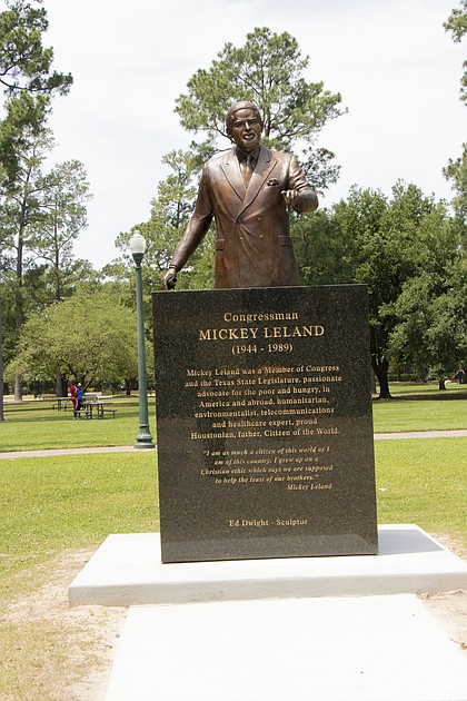 A statue of the late Congressman Mickey Leland was installed in Hermann Park on Thursday, April 23.