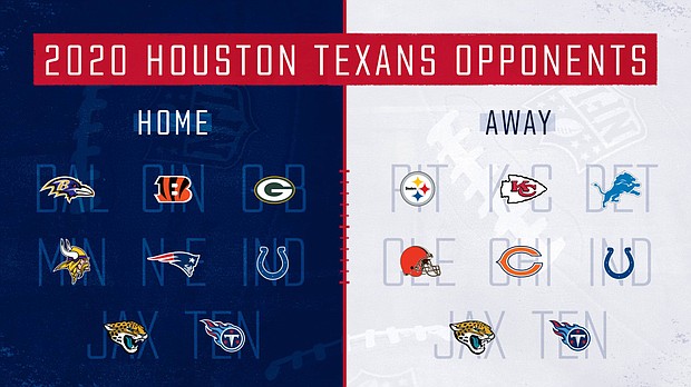 Houston Texans 2020 Regular Season Schedule