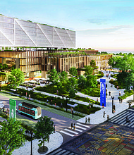 A rendering showing what Fairpoint Development envisions the redevelopment of the former site of Michael Reese Hospital will look like after its two phase plan has been completed. Rendering courtesy
of Fairpoint Development.