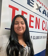 HTTC 1st place_Antonia Villanueva - Three teen Club members received Chevron Service Pantry Awards for their dedicated community service in leading the Houston Texans Teen Club Chevron Market Pantry, which provides food to families in need. The awardees included Julian Davenport (third place), Elijah Silas (second place) and Antonia Villanueva (first place). Photos courtesy Boys & Girls Clubs of Greater Houston.