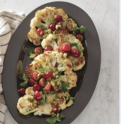 Cauliflower Steaks with Grapes