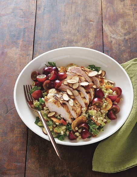 Moroccan Grape and Grilled Chicken Bowls with Grape Vinaigrette