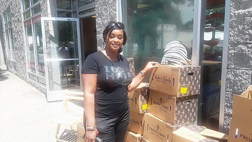 Business owner opens hair salon and distributes free food boxes for those in need. Business owner opens hair salon and distributes free food boxes for those in need.