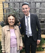 Lily Ebert and her great-grandson Dov Forman have identified the soldier who gave her hope 75 years earlier./Credit:	Courtesy Dov Forman