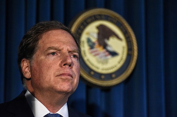 US Attorney for the Southern District of New York Geoffrey Berman announces charges against Jeffery Epstein on July 8, 2019 in New York City. Epstein will be charged with one count of sex trafficking of minors and one count of conspiracy to engage in sex trafficking of minors./Credit:	Stephanie Keith/Getty Images