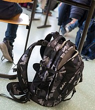 08 July 2020, Baden-Wuerttemberg, Marbach am Neckar: Satchels stand on the floor during a lesson of a fifth grade of the Friedrich-Schiller Gymnasium. In Baden-Württemberg, the pupils are to be given regular lessons again after the summer holidays - if the coronavirus allows it. (to dpa "Eisenmann reveals plans for the schools")./Credit:	Marijan Murat/picture alliance via Getty Images