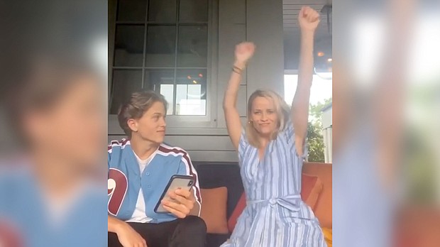 Reese Witherspoon and son Deacon Phillippe share a TikTok moment./Credit: from Instagram/reesewitherspoon