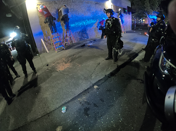 For the second time in two weeks, a protest Monday night outside a police union office on North Lombard Street ... For the second time in two weeks, a protest Monday night outside a police union office on North Lombard Street ...