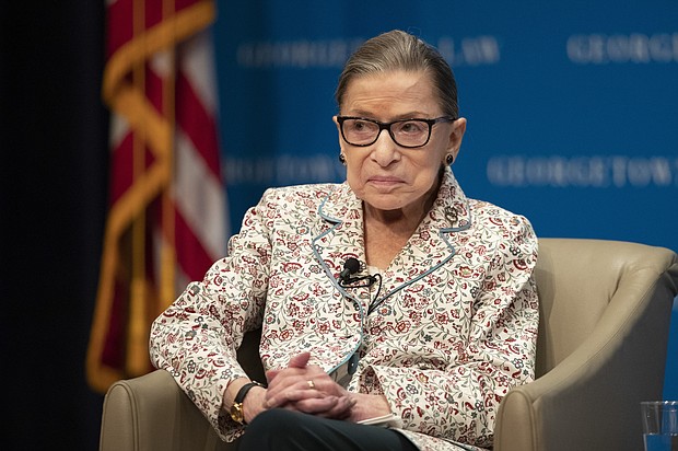 Justice Ruth Bader Ginsburg has been discharged from the hospital after being treated for a possible infection in her latest health scare./Credit:	Manuel Balce Ceneta/AP/FILE