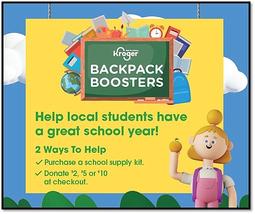 Thousands of students will receive free school supplies as part of Kroger’s annual Backpack Boosters school supply drive.