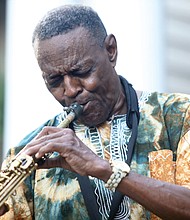 Sunday was a day to remember and a finale for noted saxophonist J. Plunky Branch. The soulful musician has been giving solo porch concerts outside his home on Rosewood Avenue near Byrd Park in the city’s West End for the past 90 days. The concerts helped lift the spirits of neighbors, friends and others during the coronavirus pandemic. On Sunday, Mr. Branch celebrated his birthday with a final porch concert, which drew about 100 people who set up lawn chairs along the shady street and median to enjoy the music of Plunky & Oneness, his group.