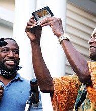 Mayor Levar M. Stoney presented him with a proclamation and a key to the city.