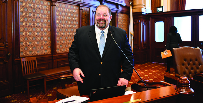 Illinois State Senator Patrick Joyce (D-Park Forest) on the Senate Floor in Springfield November 2019. Photo courtesy of State Senator Patrick Joyce
