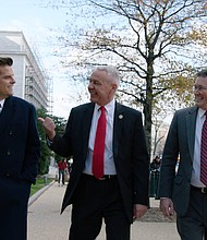 Reps. Matt Gaetz, Ken Buck and Thomas Massie are seen in HBO's 'The Swamp.'/Credit:	Courtesy of HBO