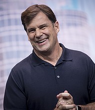 Ford CEO Jim Hackett is retiring in October, the company announced. The automaker's chief operating officer, Jim Farley, will take over as president and CEO./Credit:	David Paul Morris/Bloomberg/Getty Images