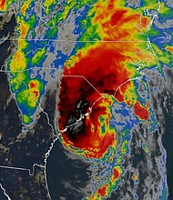 Isaias reached sustained winds of 85 mph and became a Category 1 hurricane before reaching land around 11:10 p.m. ET near Ocean Isle Beach, North Carolina, according to the National Hurricane Center on Aug. 3, 2020./Credit:	CNN