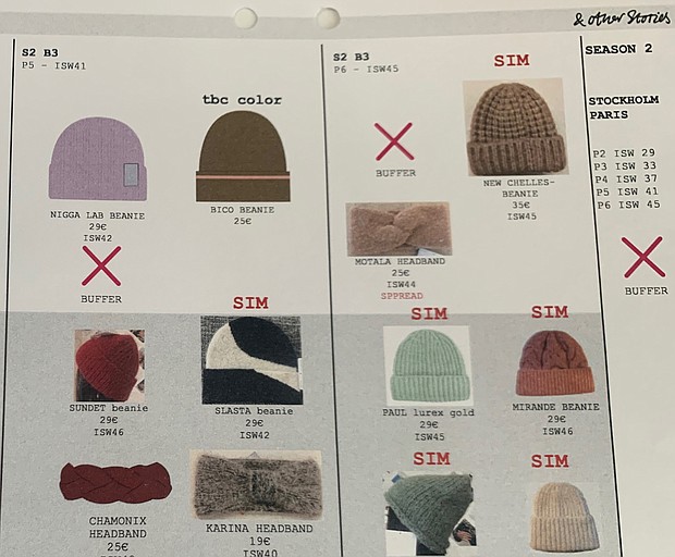 & Other Stories uploaded this image of a purple hat with an offensive caption to a product overview system./Credit:	Obtained by CNN