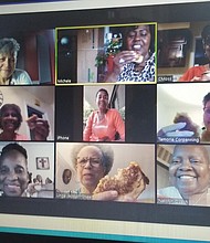 A Richmond sister-friends’ happy hour gathering captured on Zoom.