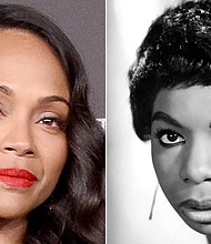 Actress Zoe Saldana has apologized for playing Nina Simone in a 2016 biopic, four years after she was heavily criticized for darkening her skin and wearing a prosthetic nose for the role./Credit:	Getty Images