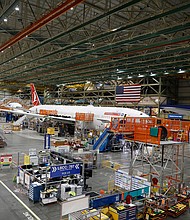 Caption:	A Boeing 787 airplane for Turkish Airlines is seen on the production line at a Boeing factory on November 20, 2019 in Washington state.
Credit:	Liu Guanguan/China News Service/Getty Images