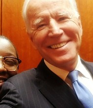 Jacquelyn Brittany, an African American woman who works as a security guard at The New York Times, gave the first speech officially nominating Biden for president at the Democratic National Convention./Credit: DNC