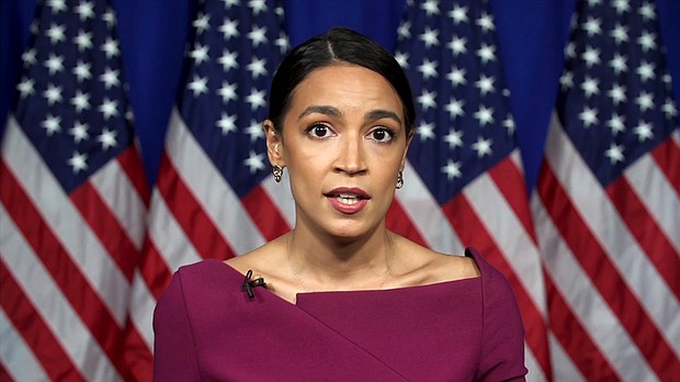 Rep. Alexandria Ocasio-Cortez accused NBC News of publishing a "blatantly misleading tweet" about her role at the Democratic National Convention./Credit: POOL