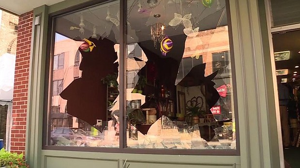 Some businesses in downtown Kenosha have been damaged following the unrest after a man was shot by Kenosha police./Credit:	WDJT