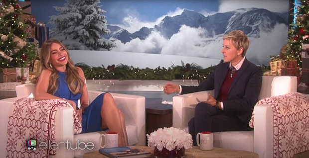Ellen and Sofia Vergara are seen on the Ellen Show./Credit:	The Ellen Show/Youtube