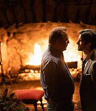 Kevin Costner as John Dutton and Wes Bentley as Jamie Dutton are seen on "Yellowstone."/Credit:	Danno Nell/Paramount Network