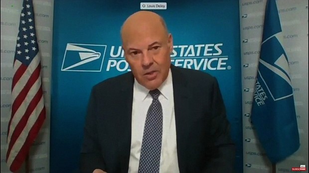 Postmaster General Louis DeJoy is back in the hot seat on Aug. 24, 2020 testifying before a congressional committee after the House passed new legislation to halt service changes to the US Postal Service and provide another $25 billion in funding./Credit:	Senate Homeland Security Committee