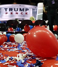 Balloons and confetti are seen at the end of the fourth day of the Republican National Convention on July 21, 2016 at the Quicken Loans Arena in Cleveland, Ohio./Credit:	John Moore/Getty Images
