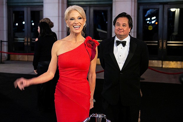 White House counselor Kellyanne Conway announces she's leaving the White House, while her husband George Conway plans to step away from Lincoln Project./Credit:	Joshua Roberts/Reuters