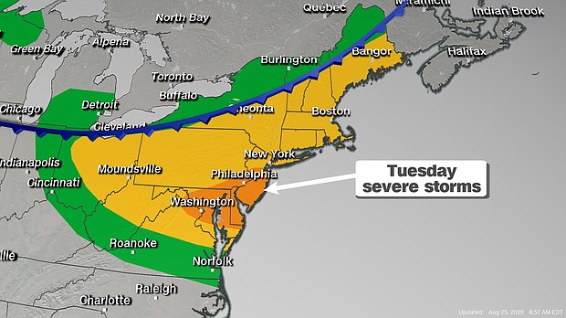 Over 70 million people are under the threat for severe weather across the Northeast and Mid-Atlantic
Credit:	CNN Weather