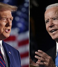 President Donald Trump's convention speech making the case for his reelection was lower-rated than his challenger Joe Biden's speech one week ago, according to overnight Nielsen ratings./Credit:	Alex Wong/Olivier Douliery/AFP/Getty Im