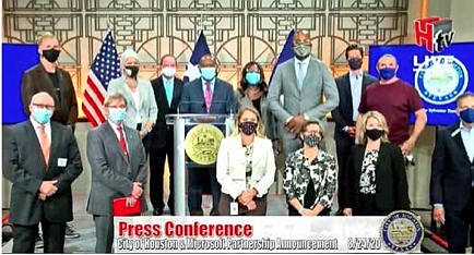 Mayor Turner, Kate Johnson, Jacky Wright, Dean Anthony Ambler,
Jesse Bounds, David Leebron and Jan E. Odegard Announcing
Expanded Digital Alliance With Microsoft