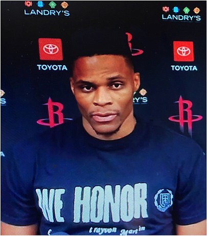 Russell Westbrook speaks to the media about social injustice and his return to the court