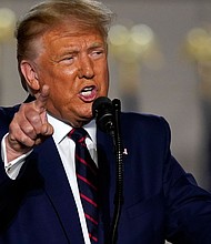 President Donald Trump speaks from the South Lawn of the White House on the fourth day of the Republican National Convention, Thursday, Aug. 27, 2020, in Washington./Credit: Evan Vucci/AP