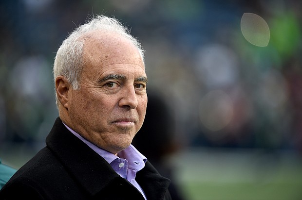Jeffrey Lurie on the sidelines against the Seattle Seahawks at CenturyLink Field./Credit:	Steve Dykes/Getty Images North America/Getty Images
